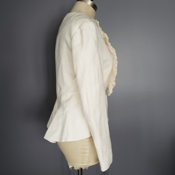 NWT Derek Lam 10 Crosby Fringe Notch Blazer Ivory - Picture 3 of 7